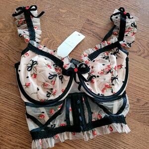 For love and Lemons Kendra Corset Bustier Holiday Rose bud 32DD